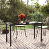 Mesa comedor jardín acero y vidrio templado negro 200x100x74 cm 1