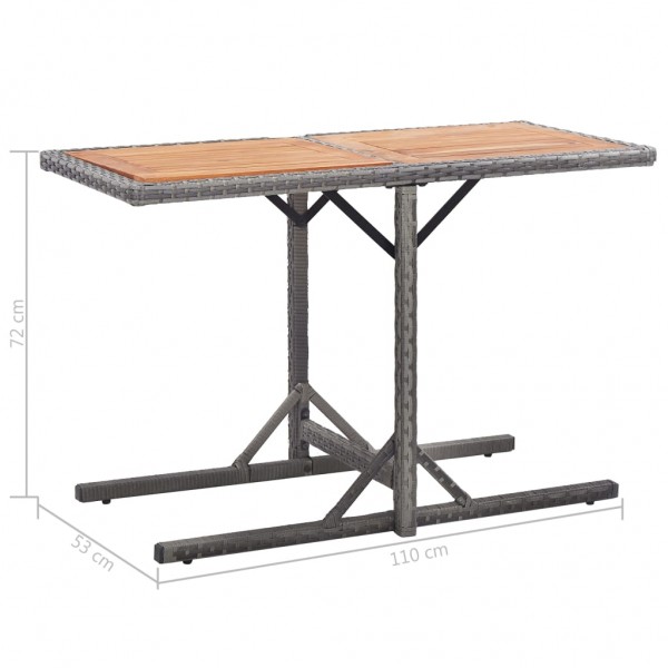 Mesa de jardín ratán sintético y madera acacia gris antracita M 5