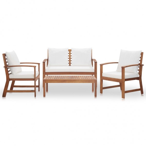 Muebles de jardín 4 piezas con cojines madera maciza de acacia M 2