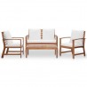 4 pcs conjunto lounge de jardim c/ almofadões acácia maciça 2
