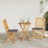 Cadeiras de Jardim Dobráveis  com Almofada Cinza 2pcs de Madeira de Acácia Sólida 3