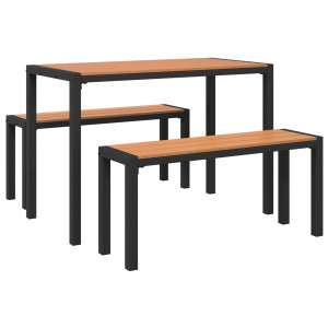 Set de Comedor de Jardín de 3 Piezas de Acero y WPC Marrón H