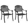 Sillas de jardín  2 pcs negras de aluminio fundido 2