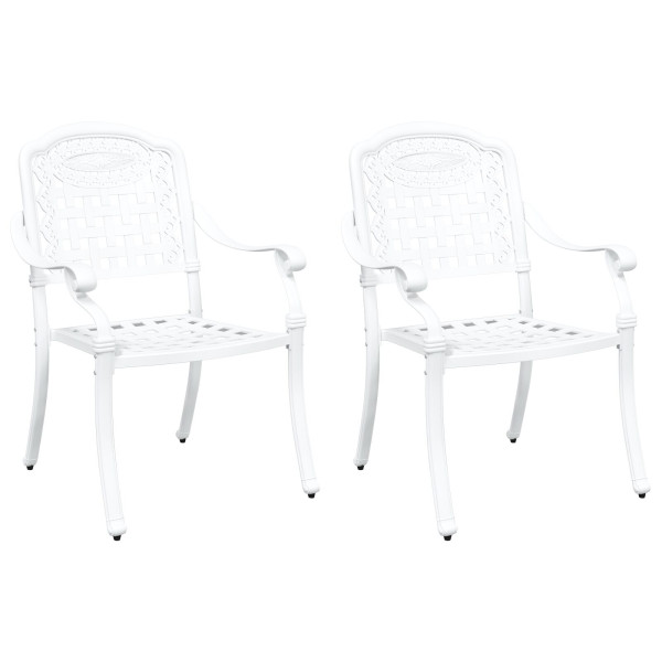 Sillas de Jardín  2 pcs de Aluminio Fundido Blancas M 2