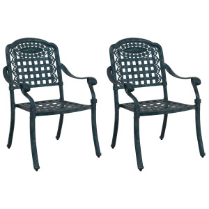 Sillas de Jardín  2 pcs Verde de Aluminio Fundido H