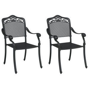 Cadeiras de Jardim  2 pcs Preto Alumínio Fundido H