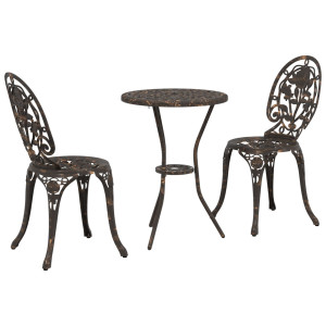 Conjunto de Bistro de Jardim em 3 Peças de Ferro Fundido Bronze H
