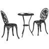 Conjunto de Bistro de Jardín de 3 Piezas  Negro de Aluminio Fundido 3