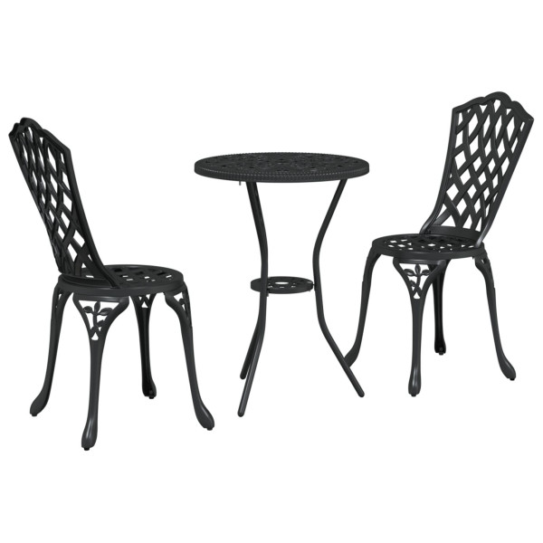 Set de Bistro de Jardín de 3 Piezas  en Negro de Aluminio Fundido M 2