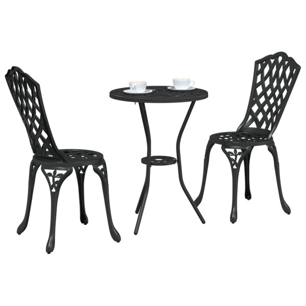 Set de Bistro de Jardín de 3 Piezas  en Negro de Aluminio Fundido M 3