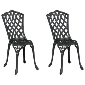 Cadeiras de Jardim 2 pcs Preto Alumínio Fundido H