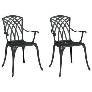 Cadeiras de Jardim  2 pcs Preto Alumínio Fundido H