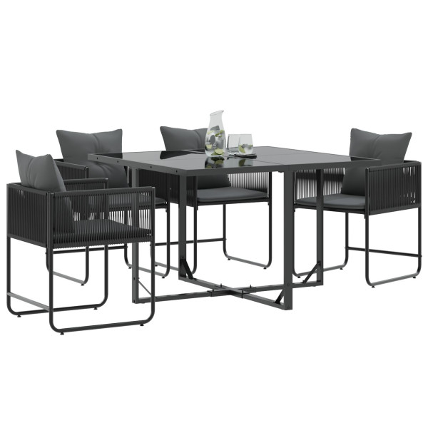 Sillas de Jardín  con Cojines 4 pcs Negro de Poliratán M 3