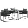 Cadeiras de Jardim com Almofadas 4 pcs Rattan Poliéster Preto 3