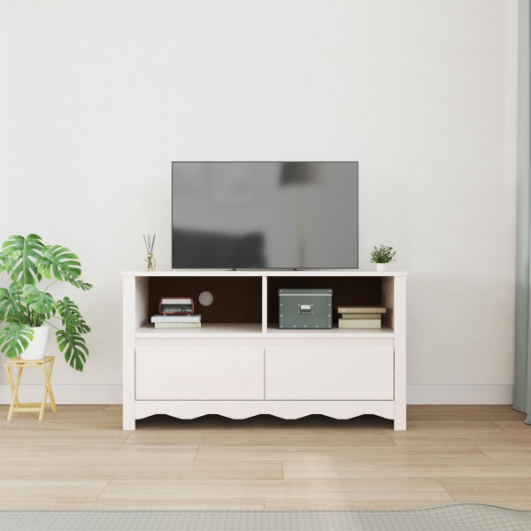 Aparador de TV  DRAMMEN Branco 99x43x55 cm Madeira Sólida de Pinheiro M 4
