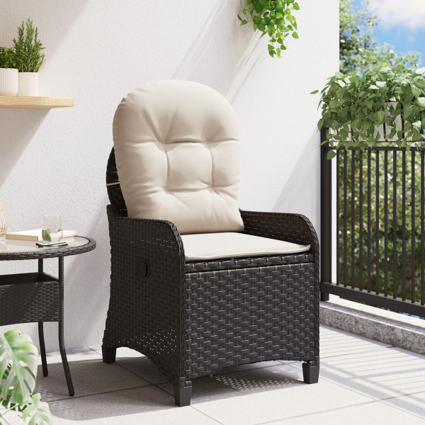 Sillón reclinable  con cojín de poliratán negro M 3