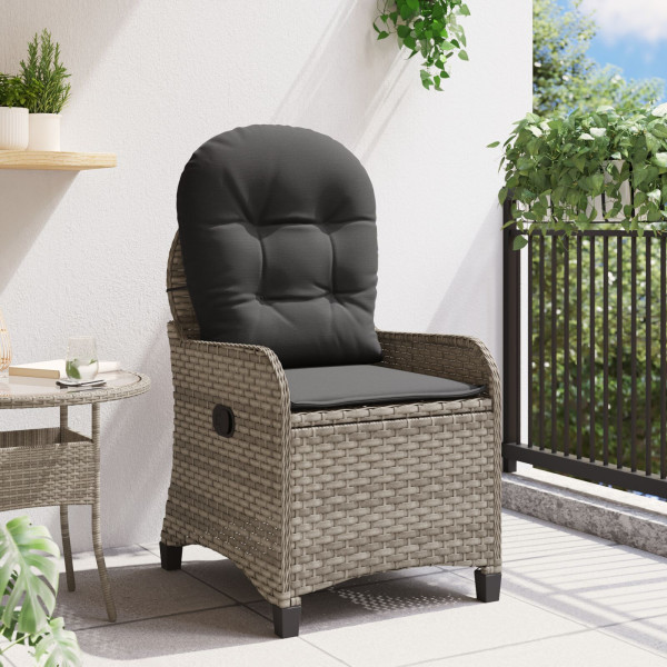 Cadeira Recliner  com Almofada Cinza em Rattan Sintético M 3
