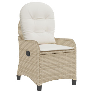 Cadeira Recliner  com Almofada Bege em Rattan Sintético H