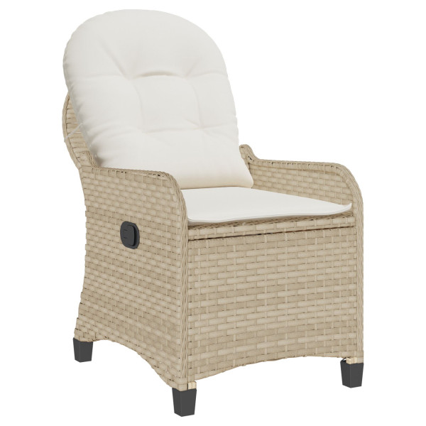 Cadeira Recliner  com Almofada Bege em Rattan Sintético M 4