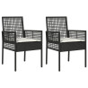 Cadeiras de Jardim  2 pcs com Almofadas Preto Rattan 2