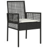 Cadeiras de Jardim  2 pcs com Almofadas Preto Rattan 4