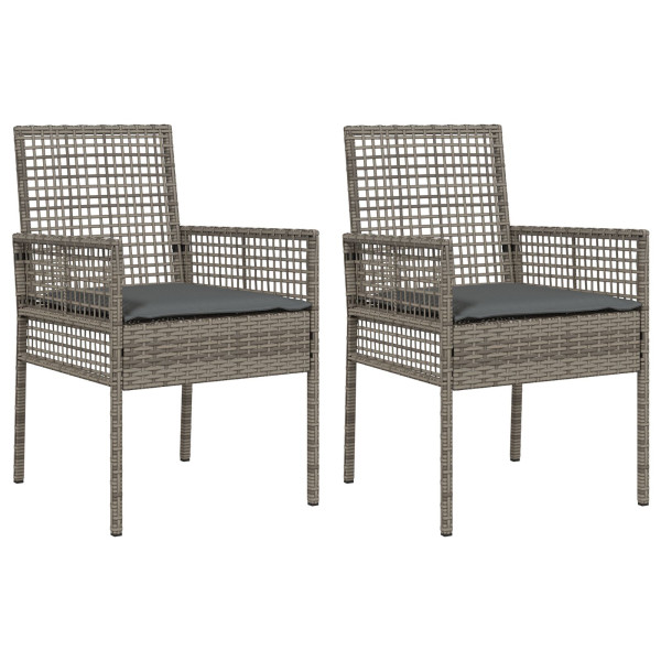 Cadeiras de Jardim  2 pcs com Almofadas Cinza Rattan Sintético M 2