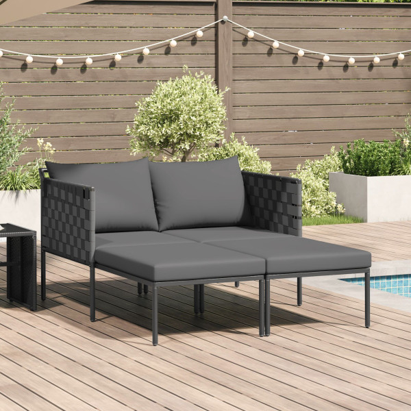Tumbona  con cojines para 2 personas Anthracite 115x153x69.5 cm Acero D