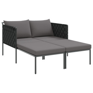 Tumbona  con cojines para 2 personas Anthracite 115x153x69.5 cm Acero H