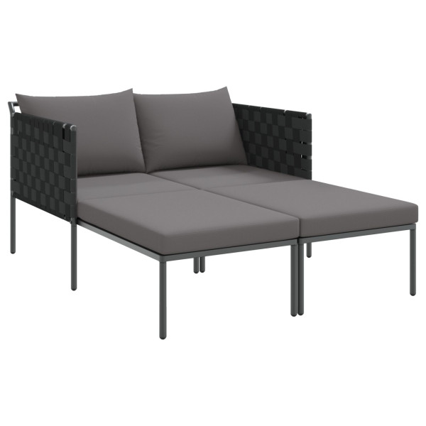 Tumbona  con cojines para 2 personas Anthracite 115x153x69.5 cm Acero M 2