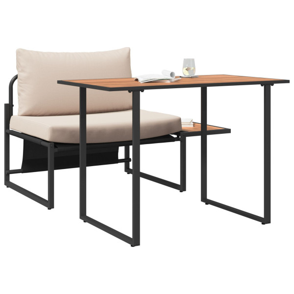 Juego de Comedor de Jardín de 2 Piezas con Sillón y Cojines Taupe M 3