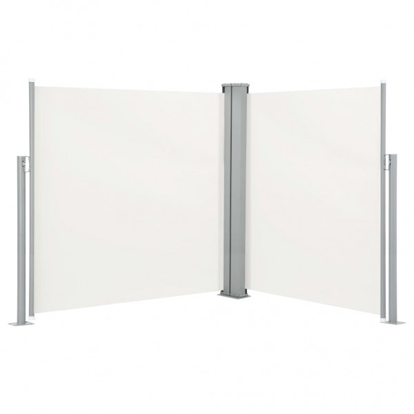 Toldo lateral doble retráctil de jardín color crema 170x600 cm M 4