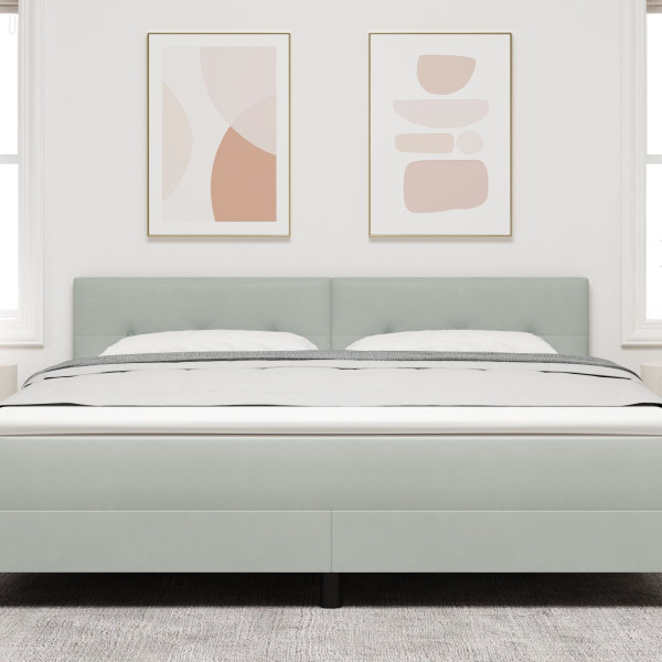 Cabeceira  Botões Almofadados Cinza Claro 180 cm Veludo M 3