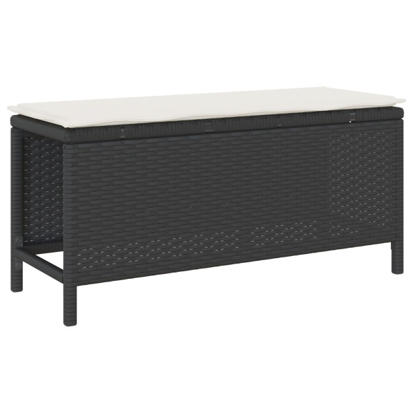 Conjunto de Jantar de Jardim com 3 Peças e Almofadas Preto em Rattan Poliéster e Acácia M 5