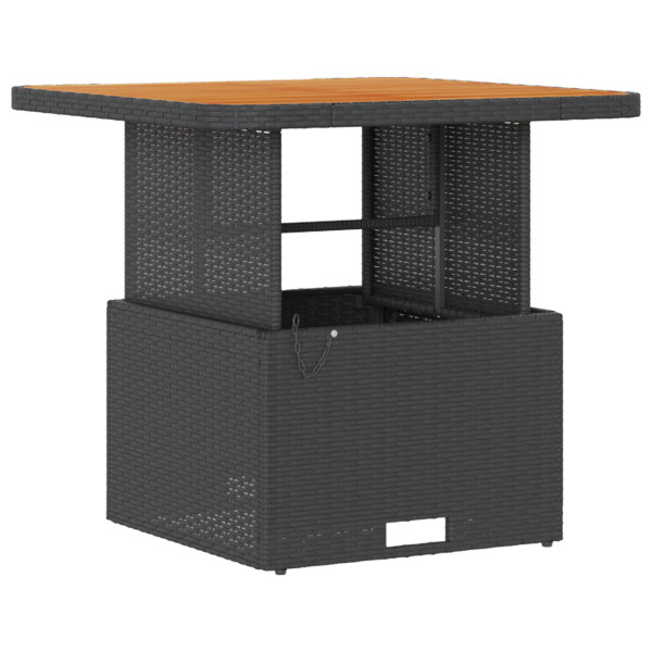 Conjunto de Comedor de Jardín de 3 Piezas con Cojines Negro de Ratán de Poliéster y Acacia M 5