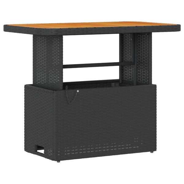 Set de Comedor de Jardín de 3 Piezas con Cojines Negro de Poliratán y Acacia M 5