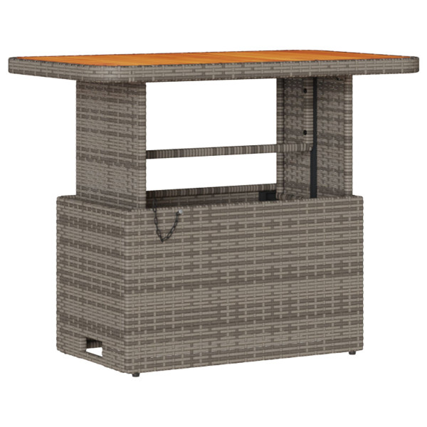 Conjunto de Comedor de Jardín de 3 Piezas con Cojines Gris en Poliratán y Acacia M 5