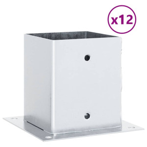 Bases de poste quadradas 12 pcs prata 101x101mm aço galvanizado H
