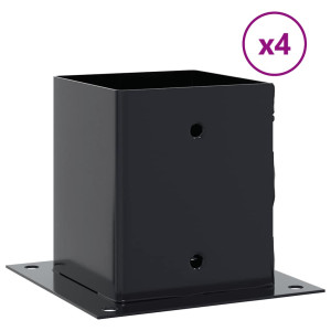 Bases de coluna quadradas 4 peças 121x121mm aço revestido a pó H