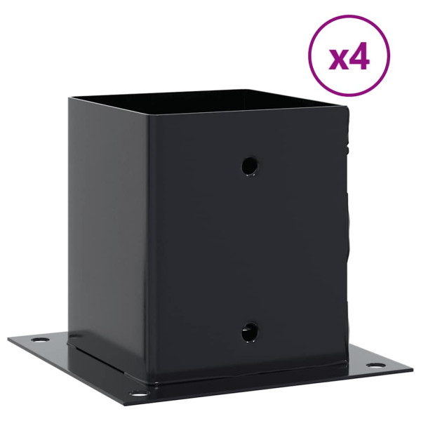 Bases de coluna quadradas 4 peças 121x121mm aço revestido a pó M 2