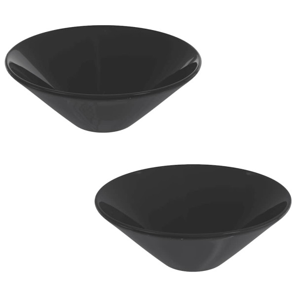 Lavatórios 2 pcs Ø42x14 cm cerâmica Preto Brilhante M 2