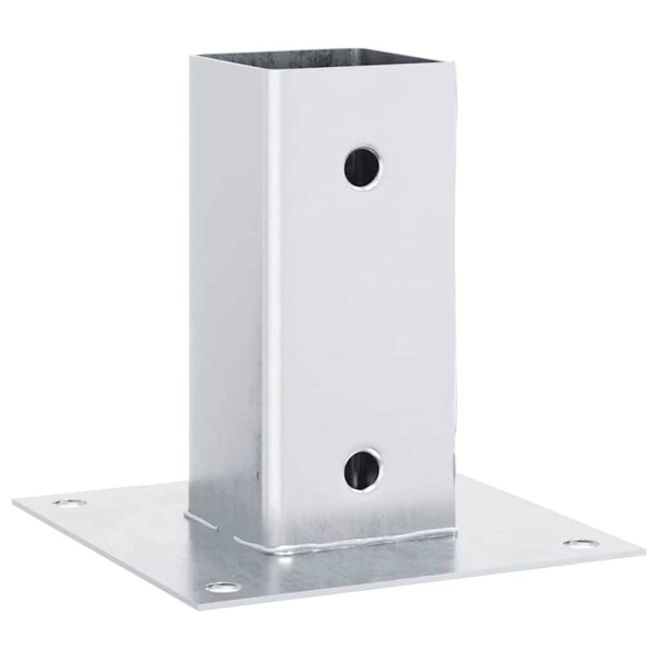 Bases de poste quadradas 4 pcs prata 71x71 mm aço galvanizado M 3