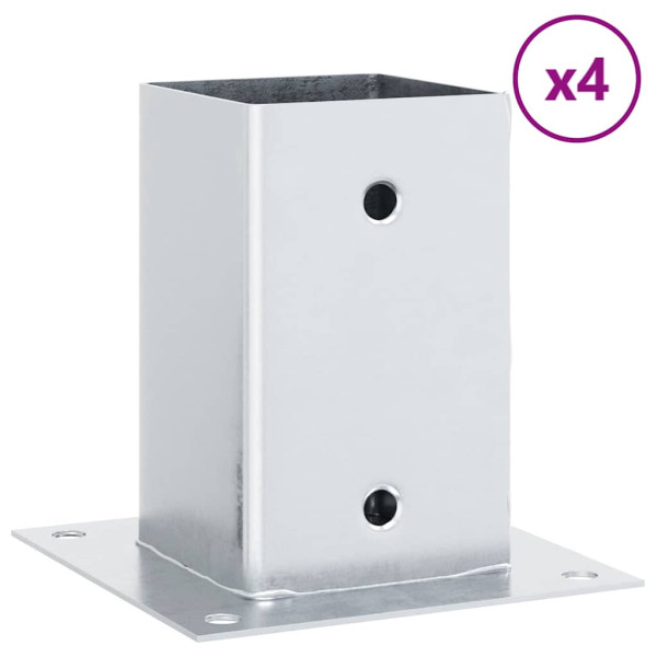 Bases para postes cuadradas 4 uds. Plata 91x91 mm M 2