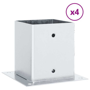 Bases para postes cuadradas 4 uds. Plata 101x101 mm H
