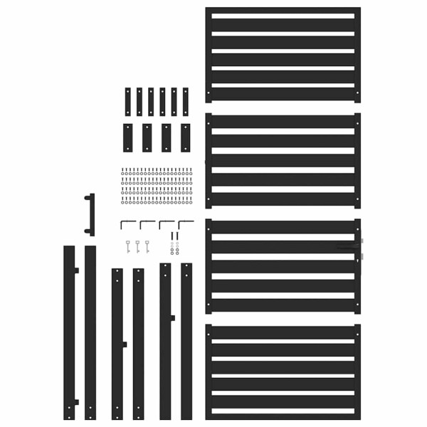 Portão de jardim com fechadura Preto 100x200 cm Alumínio M 5