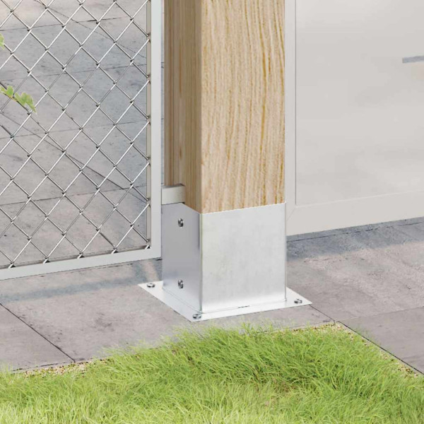 Bases para postes cuadradas 4 uds. Plata 141x141 mm M 4