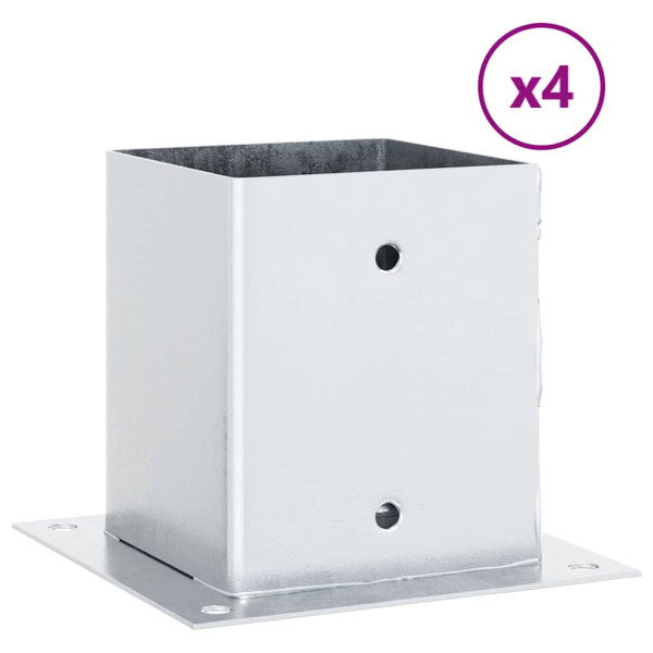 Bases para postes cuadradas 4 uds. Plata 121x121 mm M 2