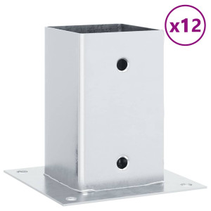 Bases para postes cuadradas 12 uds. Plata 81x81 mm H