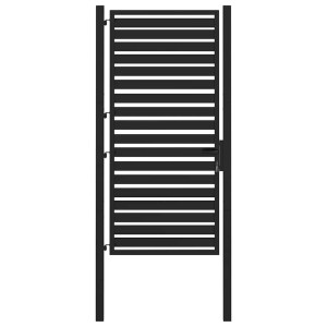 Puerta de jardín con cerradura de aluminio negra 100x180 cm H