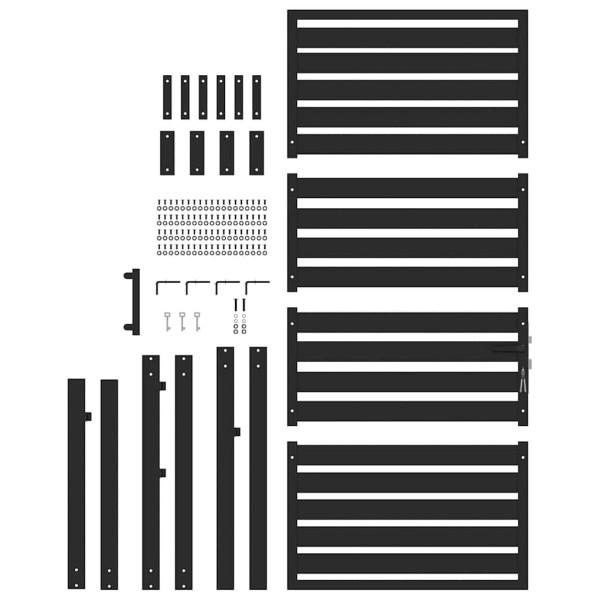 Portão de jardim com fechadura Preto 100x180 cm Alumínio M 5