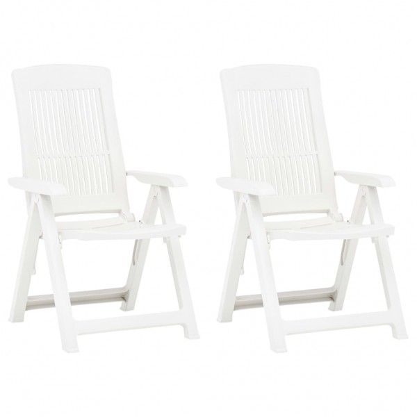 Sillas de jardín reclinables 2 unidades plástico blanco D